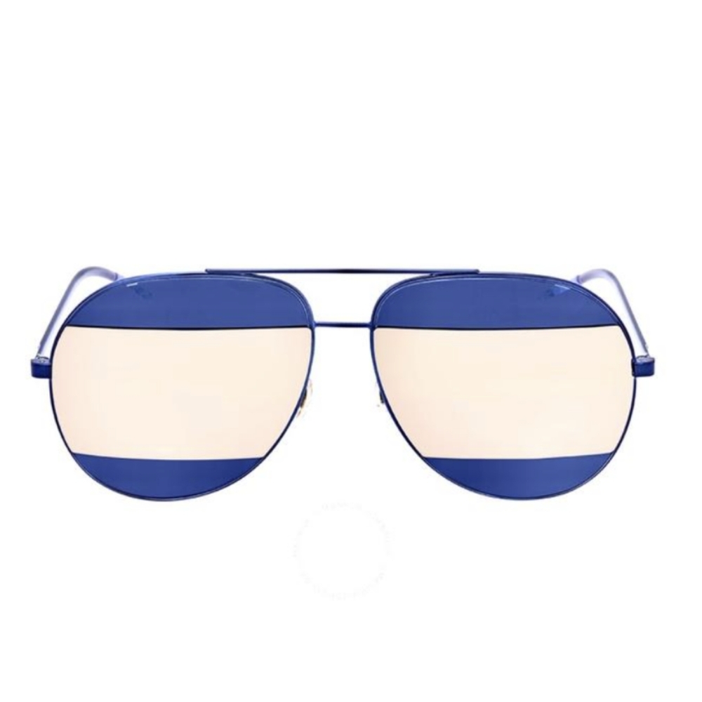 Christian Dior Color Block Aviator Sunglasses Unisex Blue Grey Mirror Lens - Picture 5 of 17